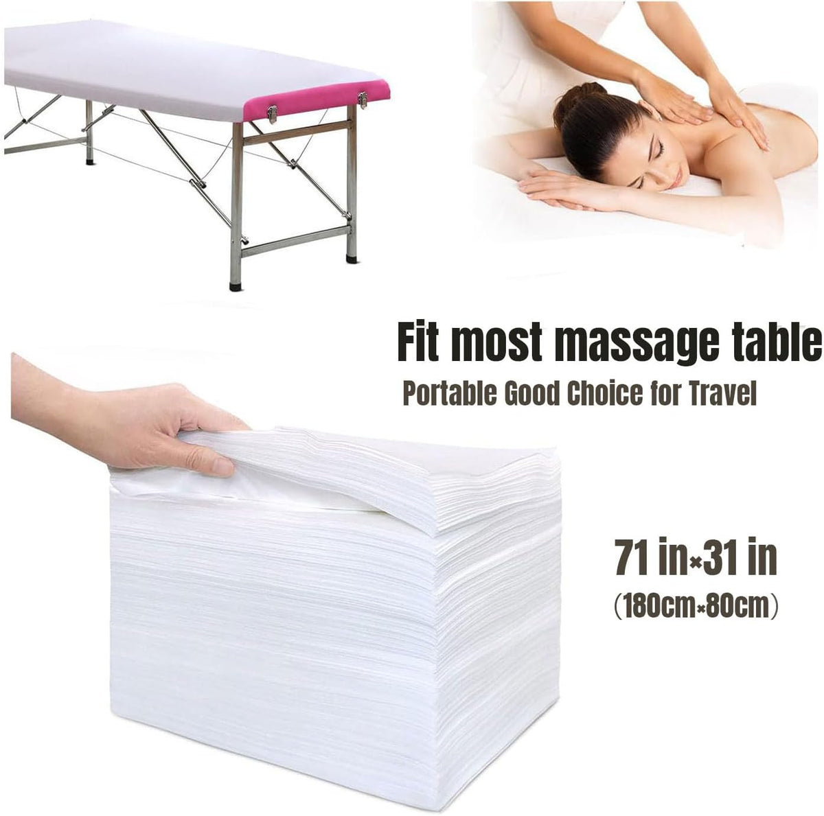 Disposable Bed Sheets 100 Pcs Massage Table Covers 31"x71" Non Woven Fabric Sheets for SPA Waxing