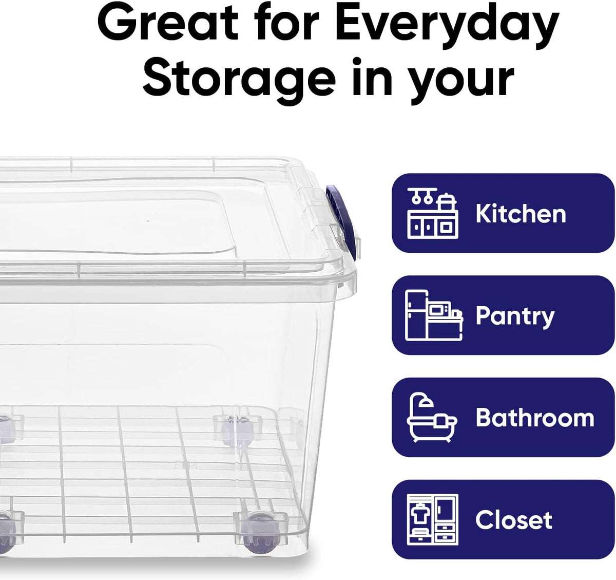 Superio Storage Bins with Lids, Clear Plastic Containers for Organizing, Stackable Totes, BPA Free