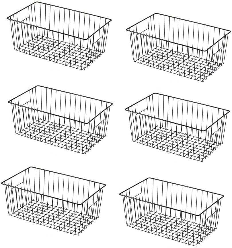 16" L x 12" W Wider Freezer Storage Organizer Baskets Container, Deep Metal Wire Chest Upright