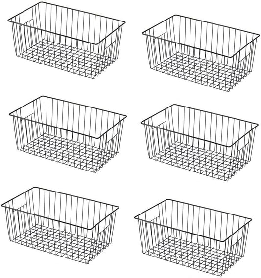16" L x 12" W Wider Freezer Storage Organizer Baskets Container, Deep Metal Wire Chest Upright
