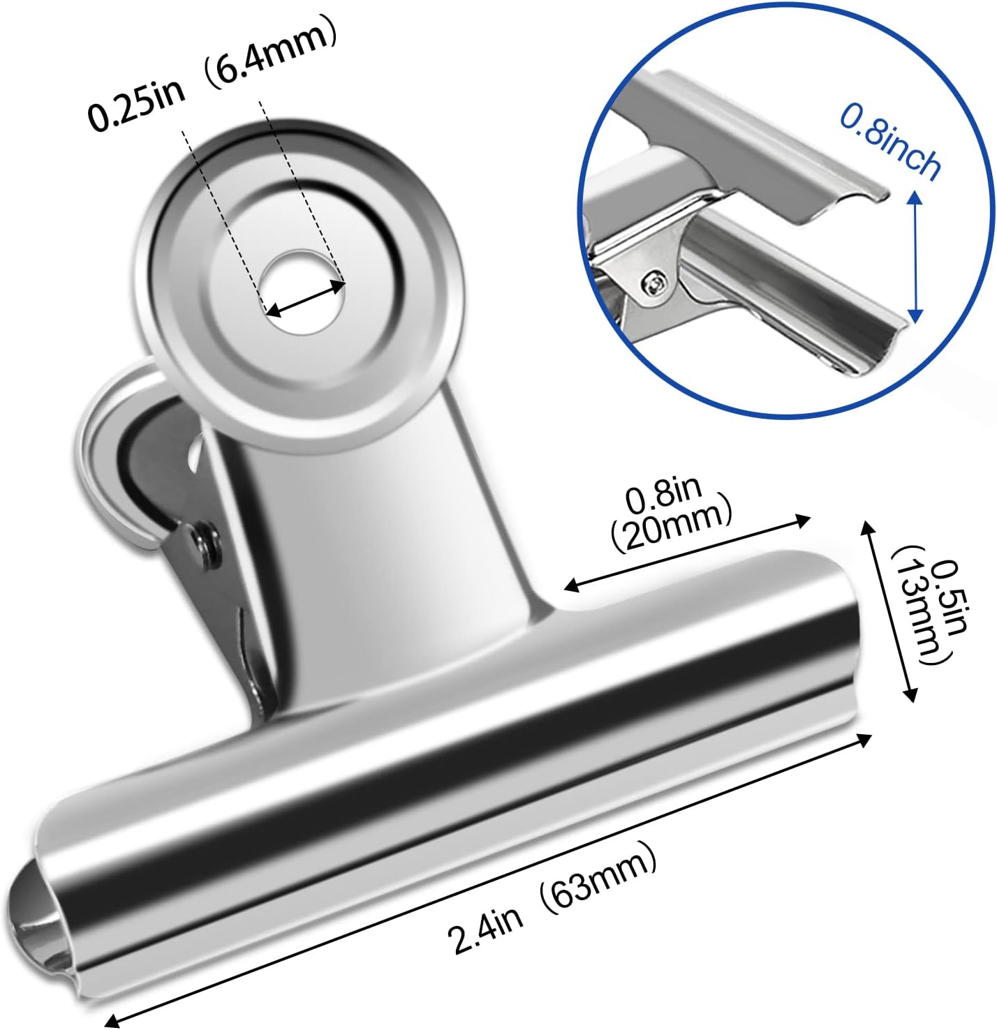 10 Pack Large Metal Hinge Clips - 2.5 Inch Silver Bull Hinge Paper Clips for Crafts, Drawing, Food