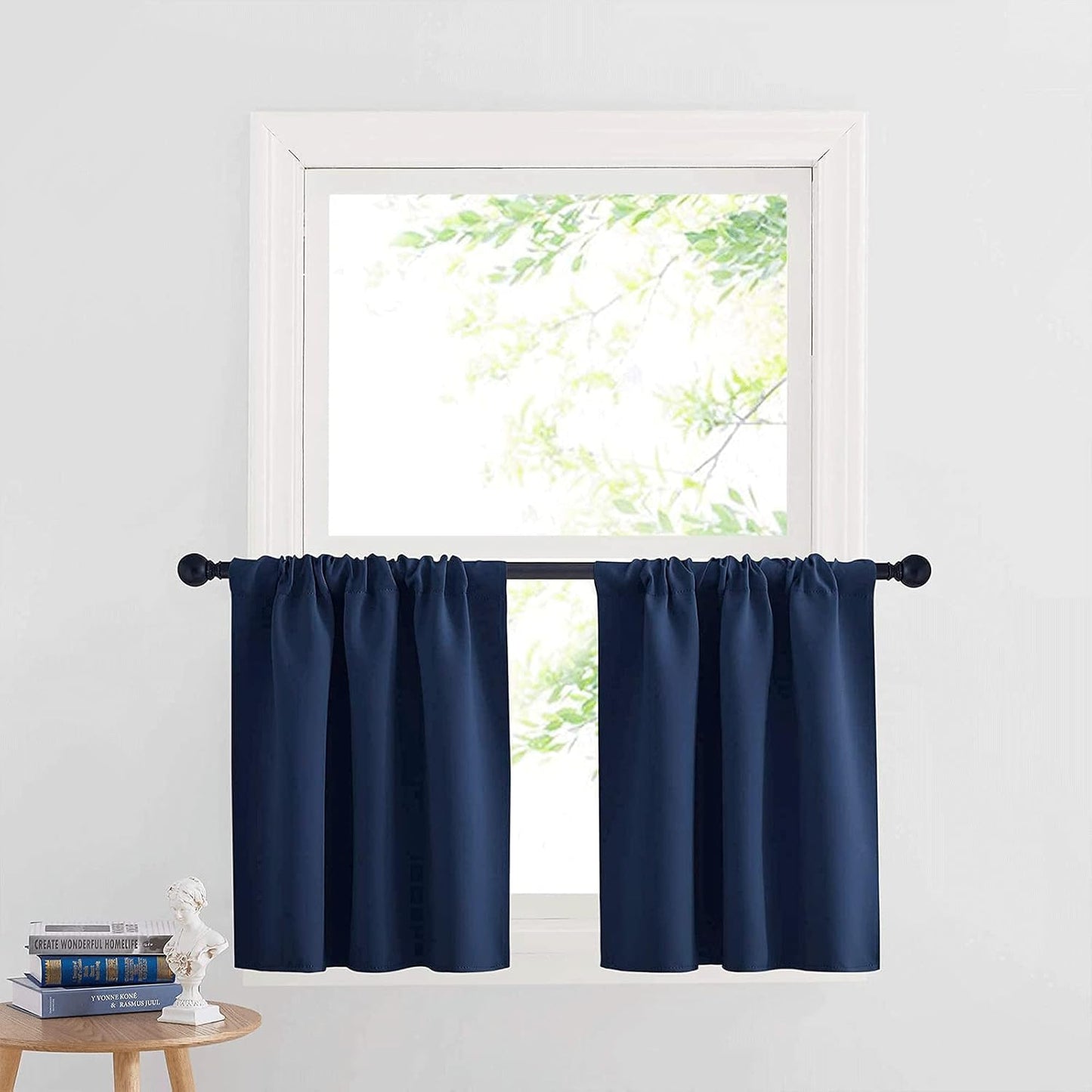 RYB HOME Half Window Curtains - Room Darkending Privacy Curtains Short Drapes for barhroom Kids
