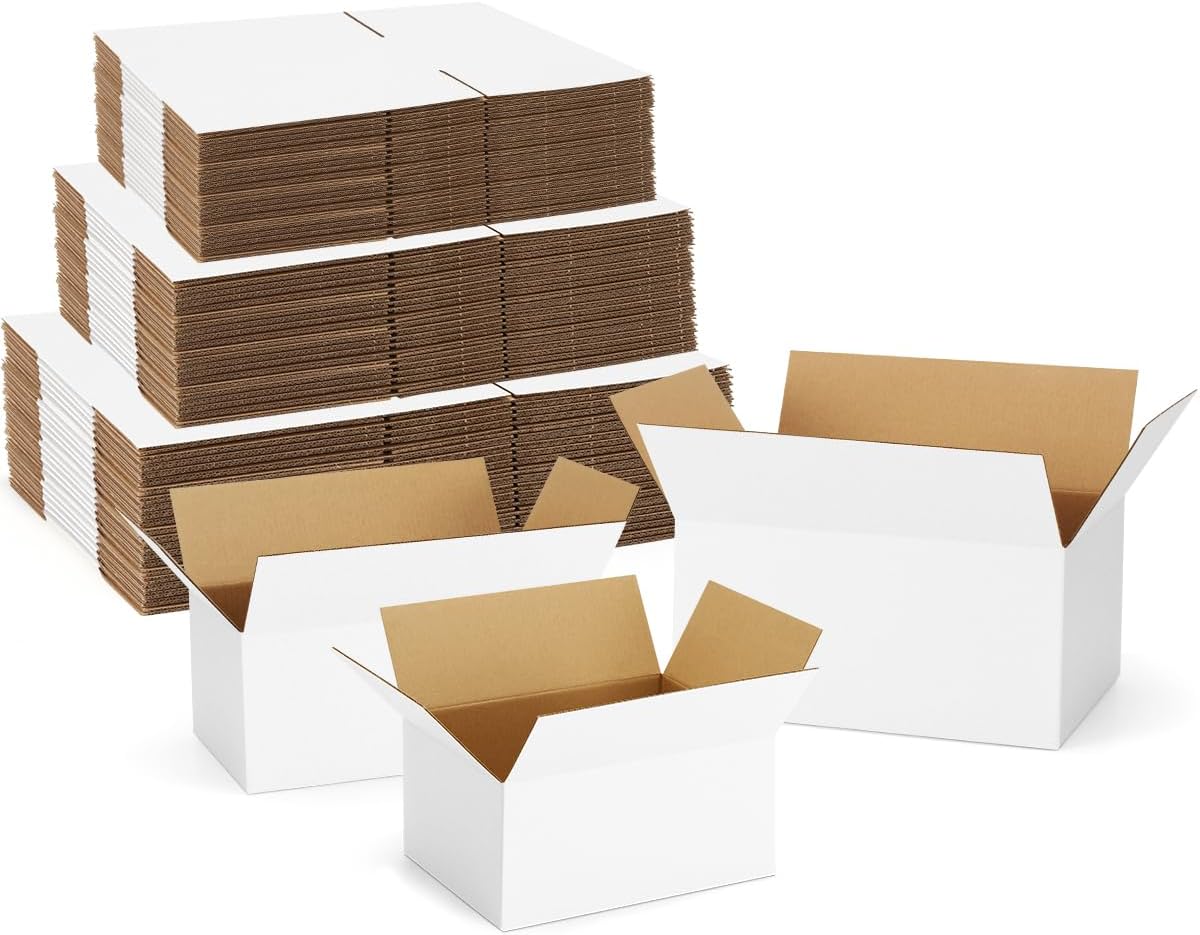 Assorted-Sizes-Shipping-Boxes-45-Pack: 8x6x4 & 9x6x4 & 10x7x5 Small-Shipping-Boxes-Mailers, White