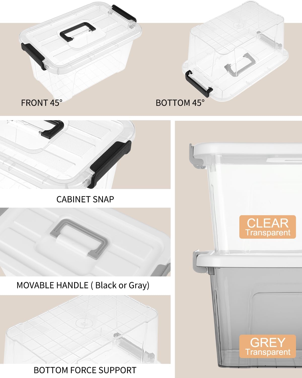 NUMIFUN Plastic Storage Bins with Lids 6 Pack Storage Organizer, 7 Quart Stackable Storage Bins