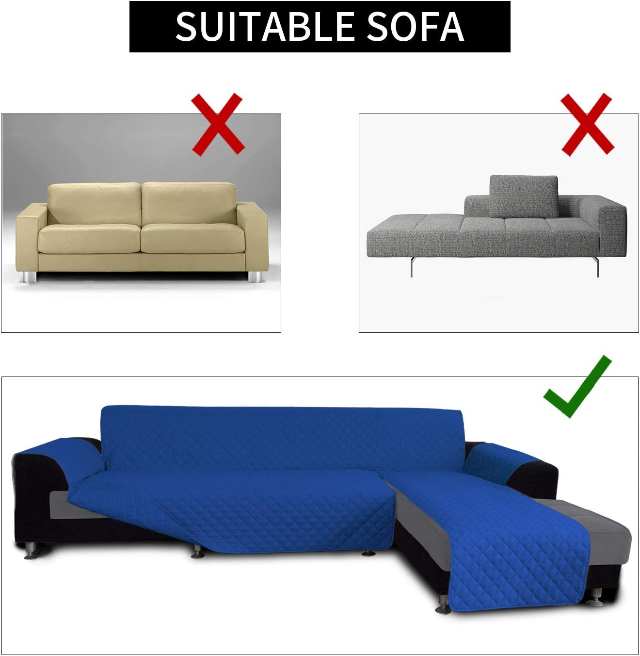 Easy-Going Sofa Slipcover L Shape Sofa Cover Sectional Couch Cover Furniture Protector Mat for Pets