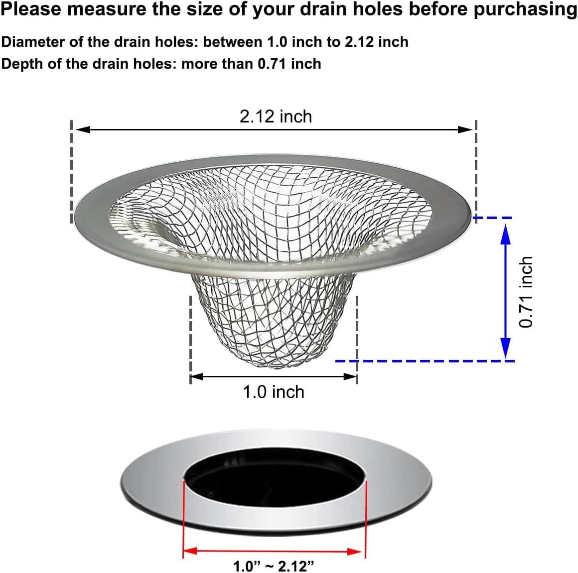 1.0" Small Drain Strainer, Sink Drain Hair Catcher, Bathroom Sink Drain Strainer, 2PCS Drain Mesh