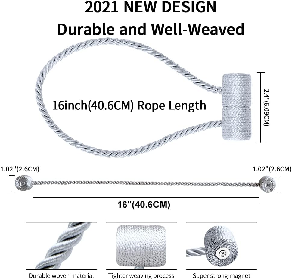 18 Inch Strong Magnetic Curtain Tiebacks, Curtain Holdbacks Modern Upgrade Strong 2021 New Twisted