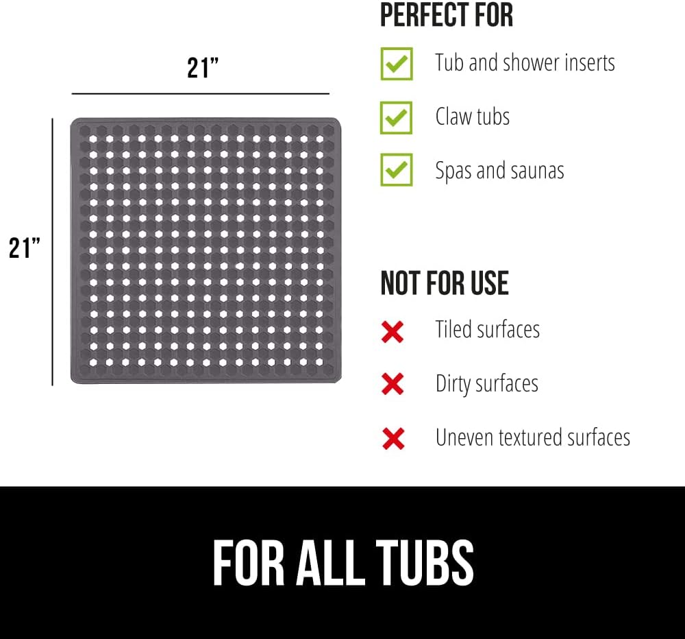 GORILLA GRIP Patented Square Shower Stall Mat, Small Bathtub Floor Mats for Stand Up Showers