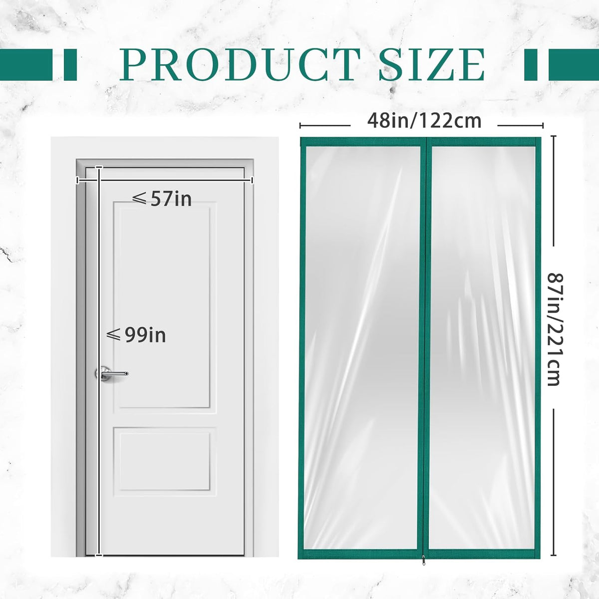 Amylove Zipper 48 x 87 Inch Dust Barrier Kit Green Edged Temporary Construction Door Barrier 4 x