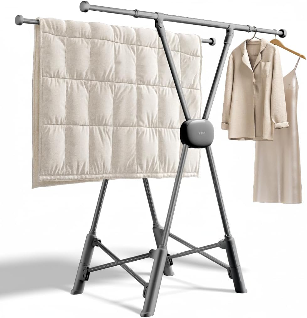BIREN Clothes Drying Rack Heavy Duty Clothing Racks Extending Laundry Rack Two Drying Modes Garment