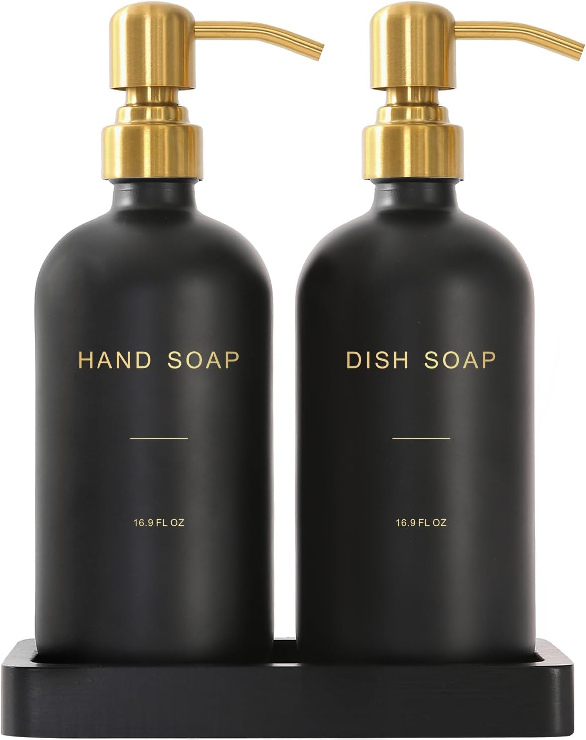 Black Soap Dispenser for Kitchen Sink, Hand and Dish Soap Dispenser with Stainless Steel Pump