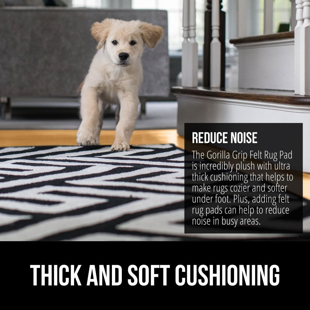GORILLA GRIP Felt and Natural Rubber Stay in Place Slip Resistant Rug Pad, 1/8in Thick, 5x8 FT