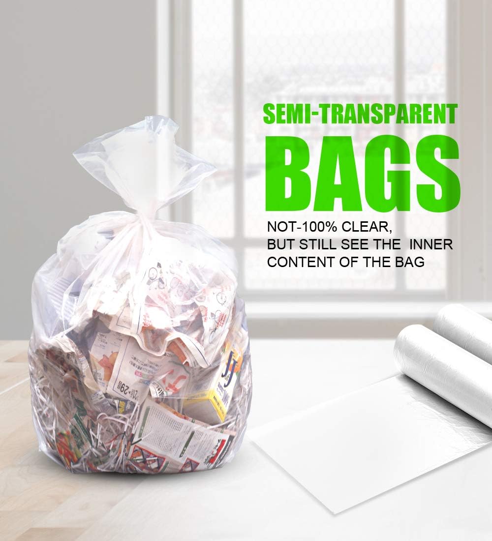 FORID 13 Gallon Trash Bags - Clear Plastic Garbage Bags Medium Tall Trash Can Liners for Kitchen