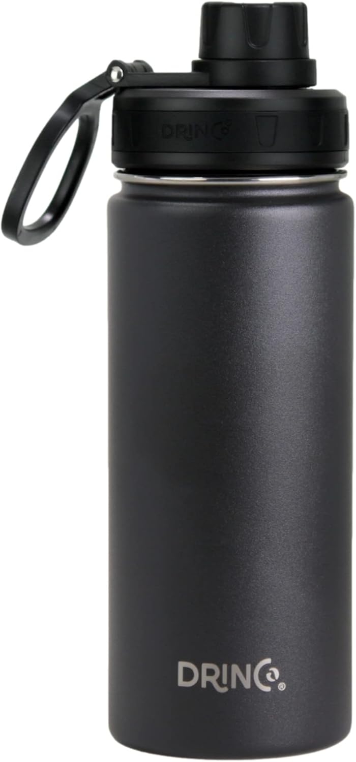 DRINCO Stainless Steel Water Bottle Spout Lid Vacuum Insulated Double Wall Water Bottle Wide Mouth