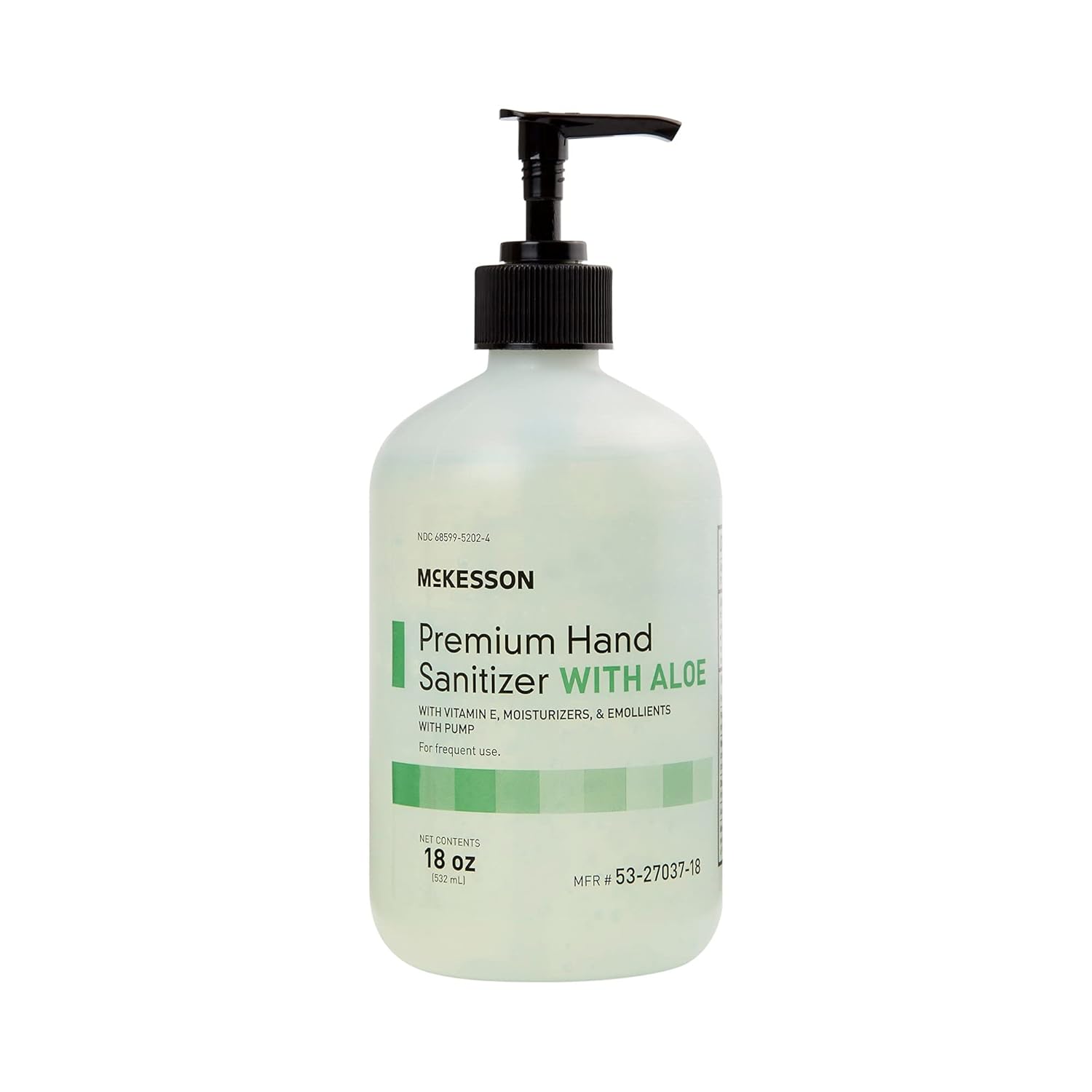 McKesson Hand Sanitizer with Aloe, 18 oz Pump Bottle [Pack of 5] - 70% Ethyl Alcohol, Spring Water
