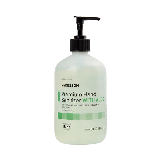 McKesson Hand Sanitizer with Aloe, 18 oz Pump Bottle [Pack of 5] - 70% Ethyl Alcohol, Spring Water