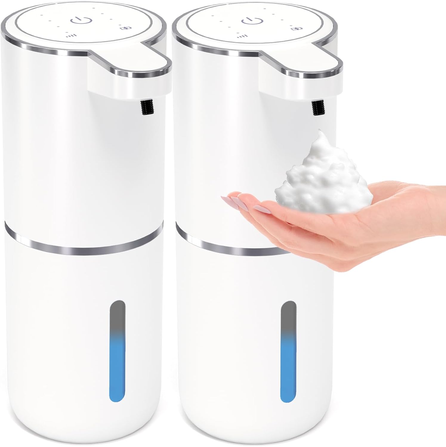 2 Pack Automatic Foaming Soap Dispenser,Touchless Foam Soap Dispenser,12.8oz Rechargeabled Wall