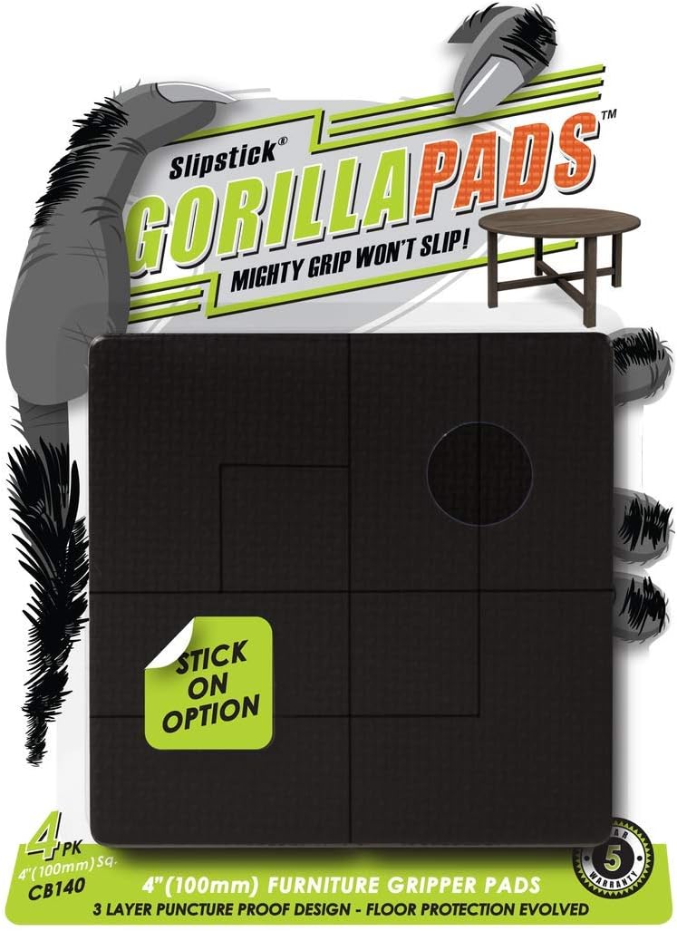 Slipstick GorillaPads 4 Inch Non Slip Furniture Gripper Pads (Pre-Scored to Cut to Size) Stops