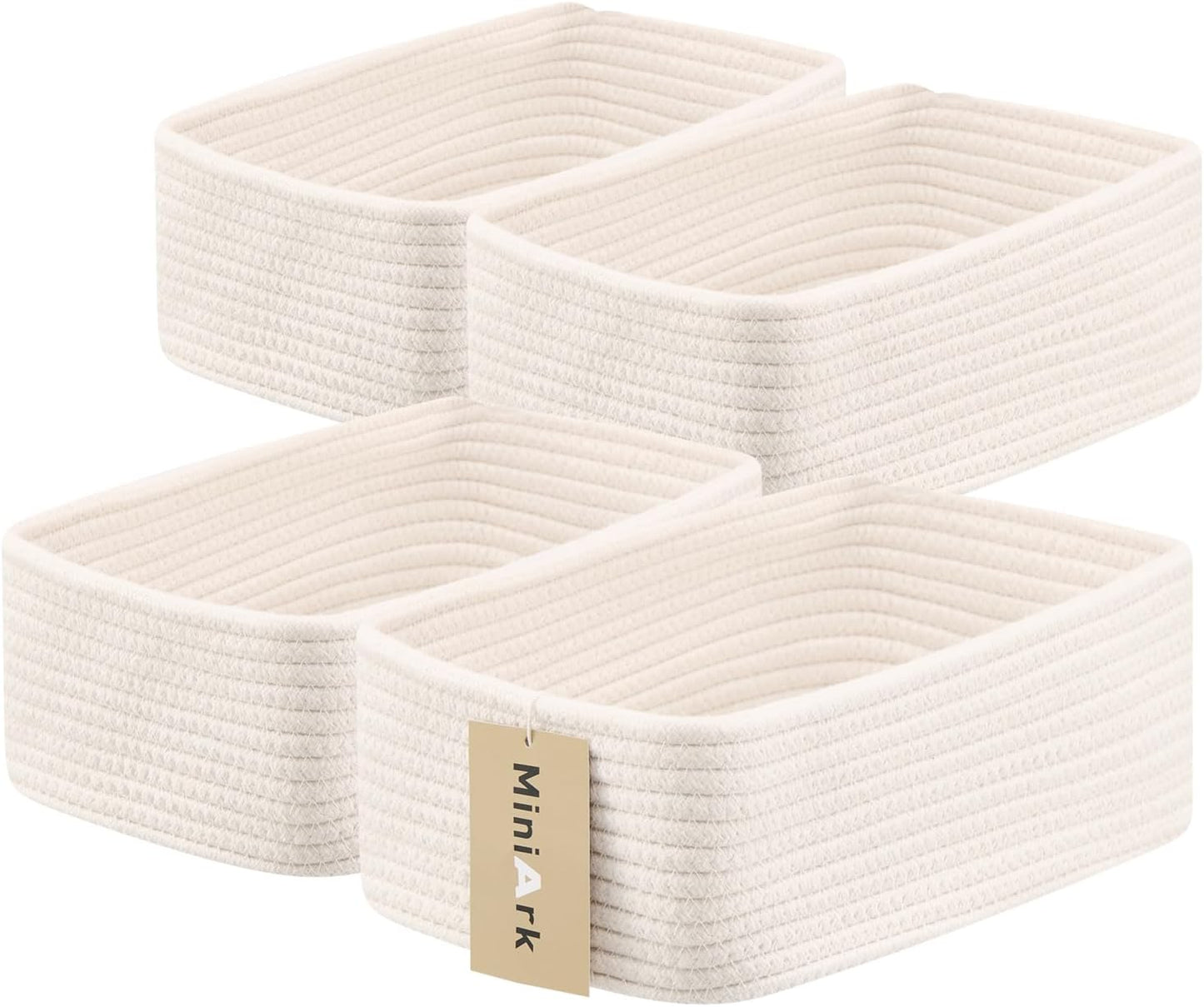 Small Storage Baskets for Organizing | Closet Organizer Bins | Shelf Toy Basket | Woven Rope