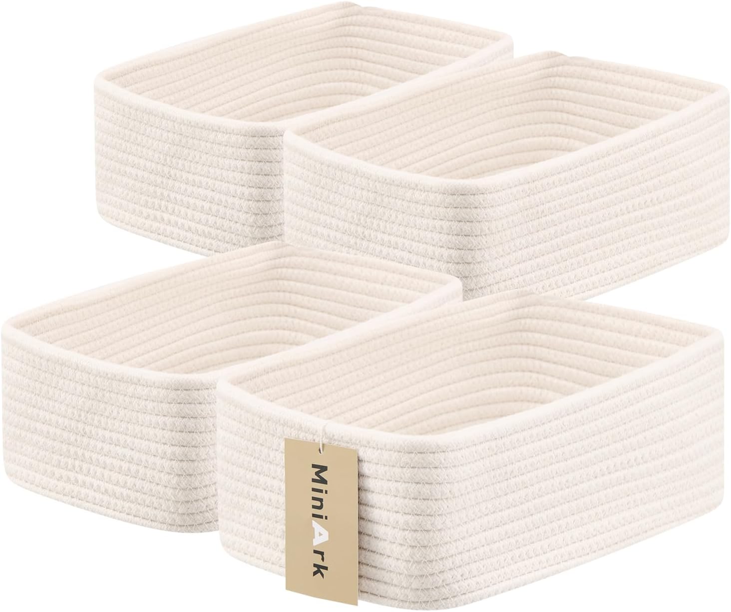 Small Storage Baskets for Organizing | Closet Organizer Bins | Shelf Toy Basket | Woven Rope