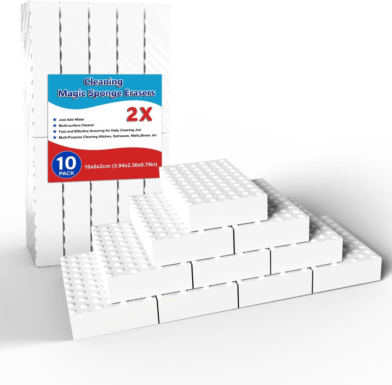 Magic Cleaning Erasers, Kitchen Sponge 10 Pack 2X Density Melamine Sponge Foam Pads