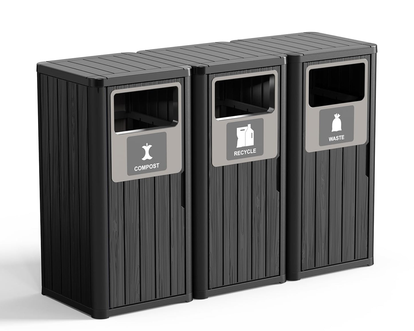 ROJIK 35" Tall Outdoor Trash Can,Weatherproof Resin Garbage Indoor Durable Lightweight,Suitable for