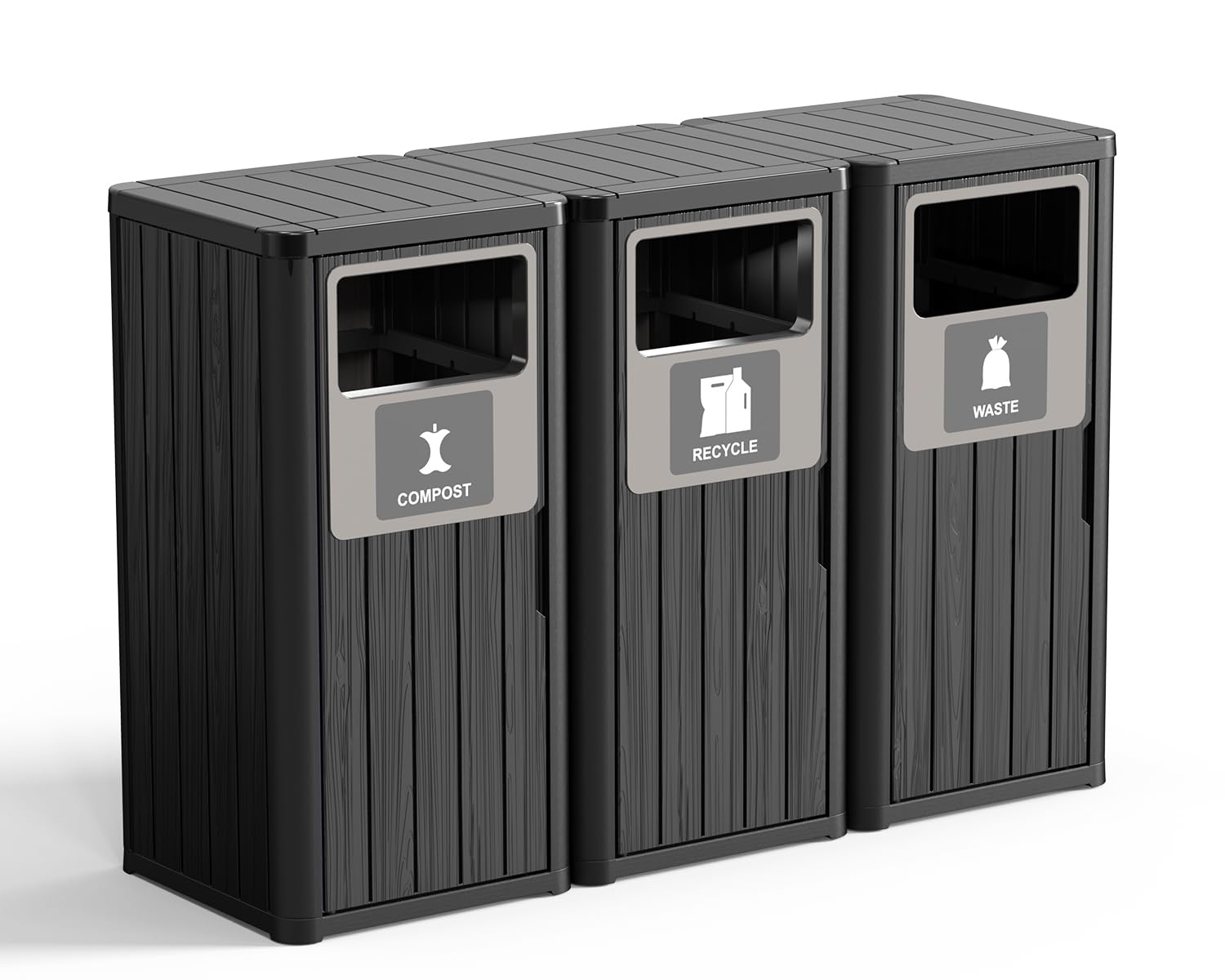 ROJIK 35" Tall Outdoor Trash Can,Weatherproof Resin Garbage Indoor Durable Lightweight,Suitable for