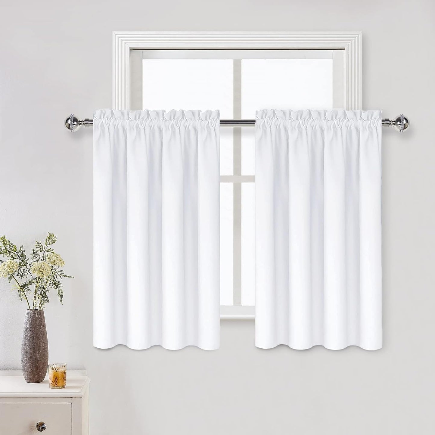 DWCN White Curtains for Living Room Thermal Insulated, 50% Light Blocking Curtains for Bedroom