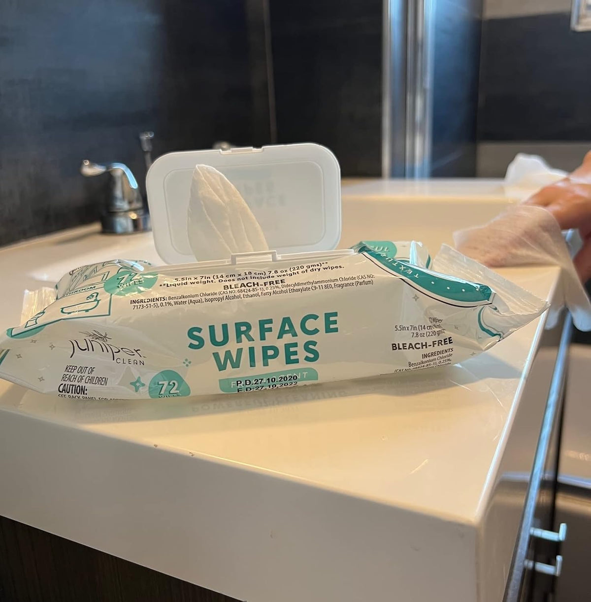 1 Pack Surface Cleaning Wipes Bleach Free, All-Purpose Cleaner for Bathroom, Kitchen, Office, 72