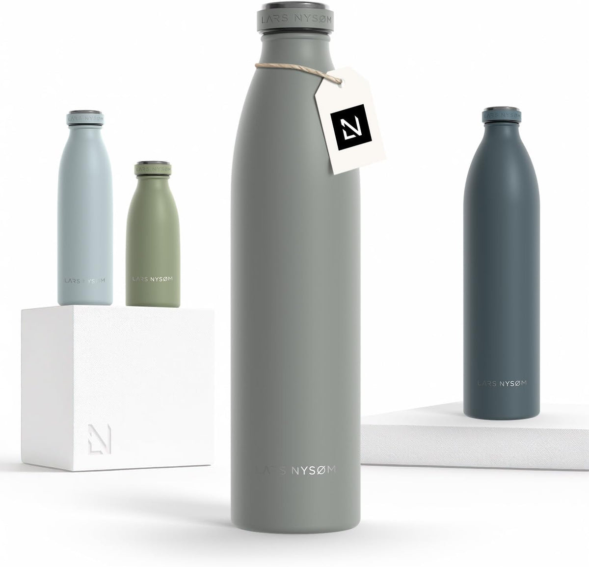 LARS NYSØM Stainless Steel Insulated Water Bottle 12oz 17oz 25oz 34oz 51oz | Insulated Thermo Flask
