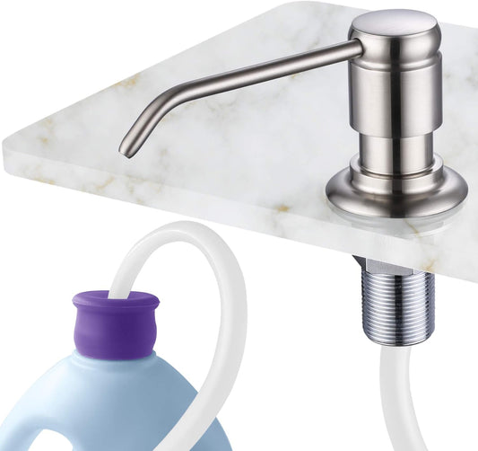 GAGALIFE Soap Dispenser for Kitchen Sink (Brushed Nickel) and Extension Tube Kit, Complete Brass