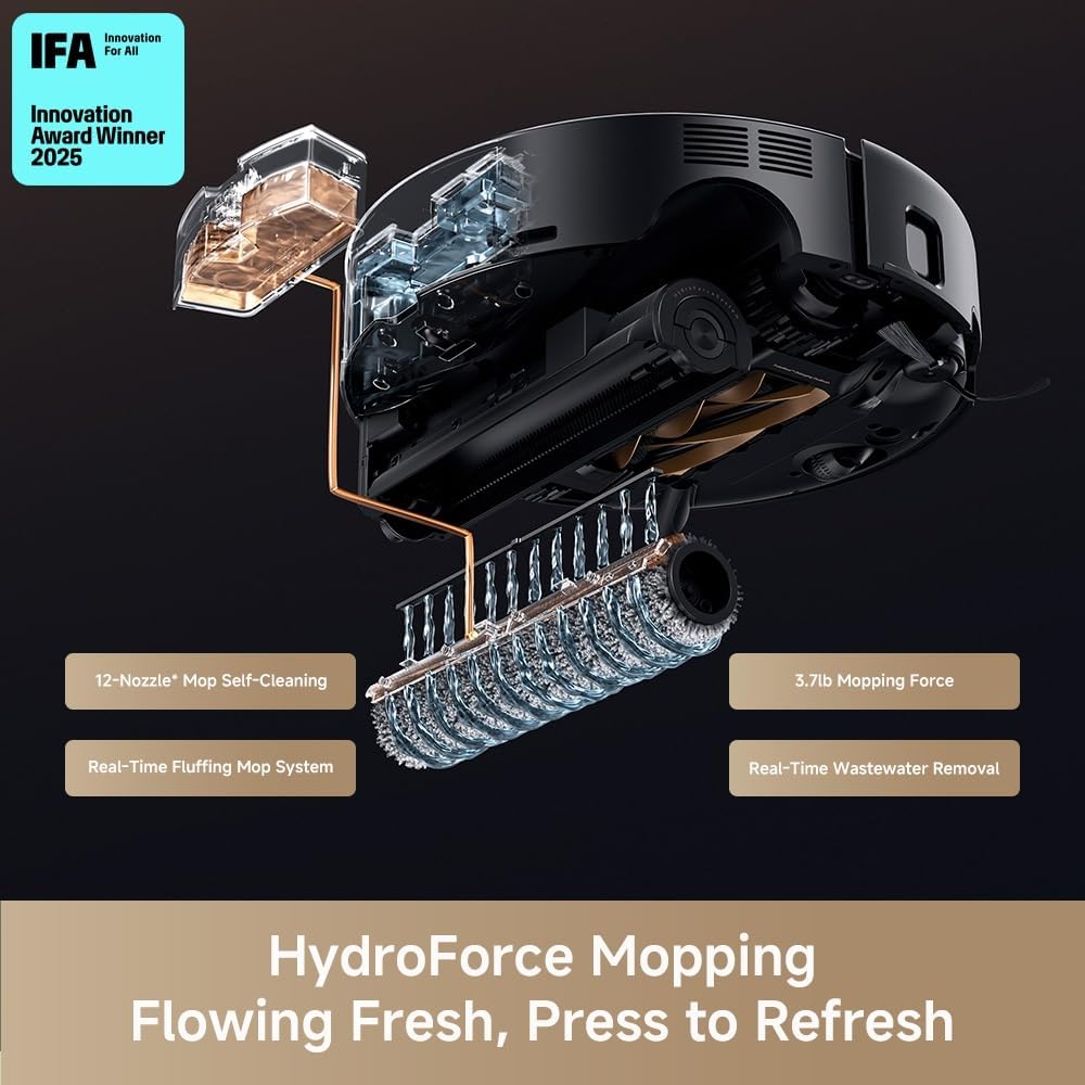 MOVA Z60 Ultra Roller Complete Robot Vacuum and Mop, 28,000Pa Suction, Roller Real-Time Flutting