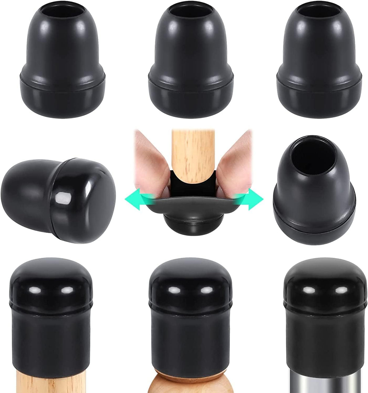 Ezprotekt 24 Pcs Extra Small Chair Leg Sliders for Carpet, Black Round Teflon Furniture Pads for