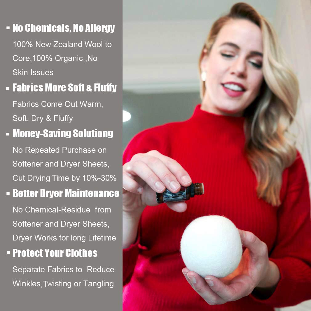 LEVIBASIC Wool Dryer Balls 6 Pack, 100% New Zealand Wool to Core – view 6