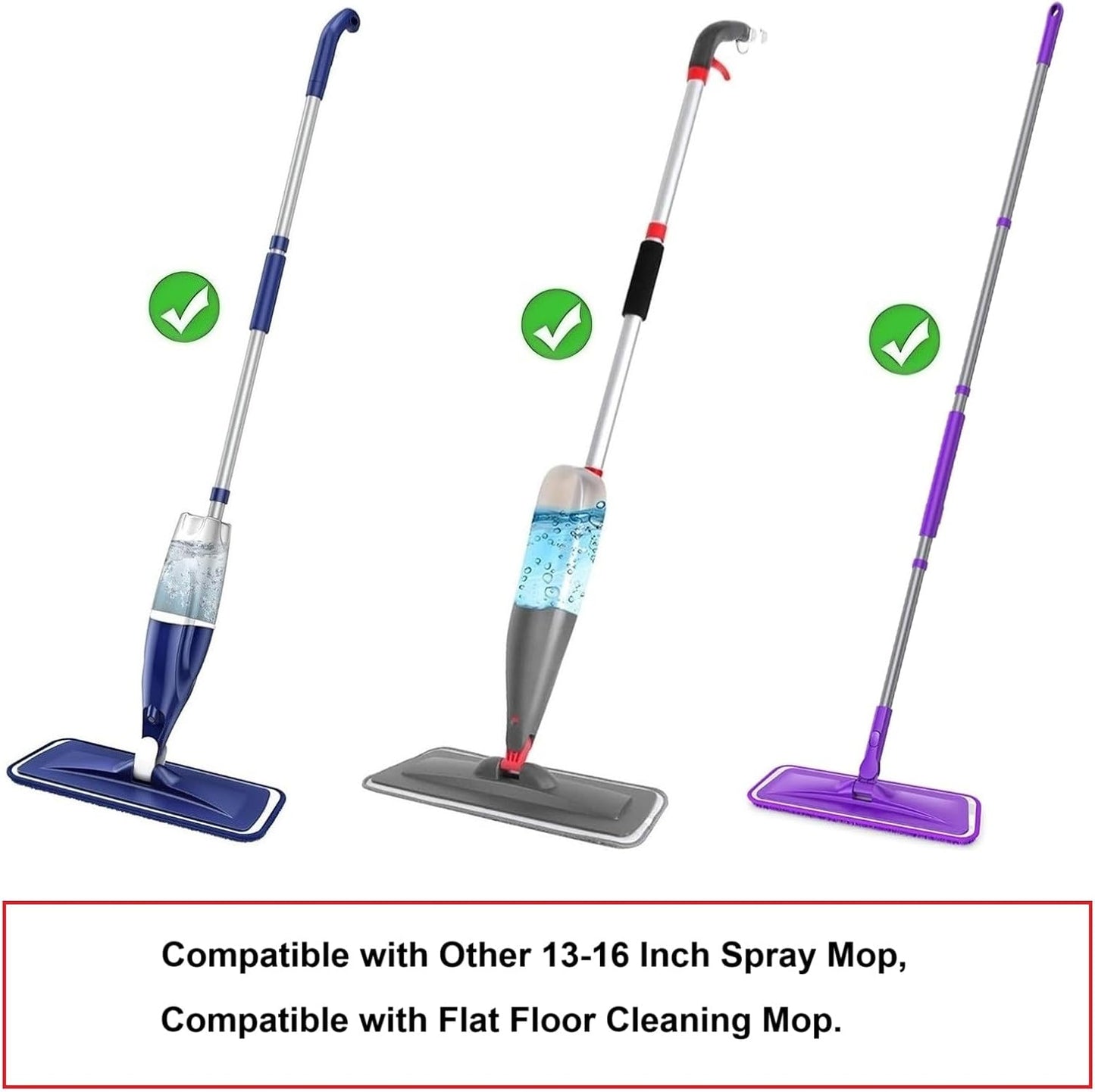 10 Pcs Reusable Mop Pads,16.5 Inch Microfiber Wet Dry Floor Clean Mop Pad Refill Compatible with