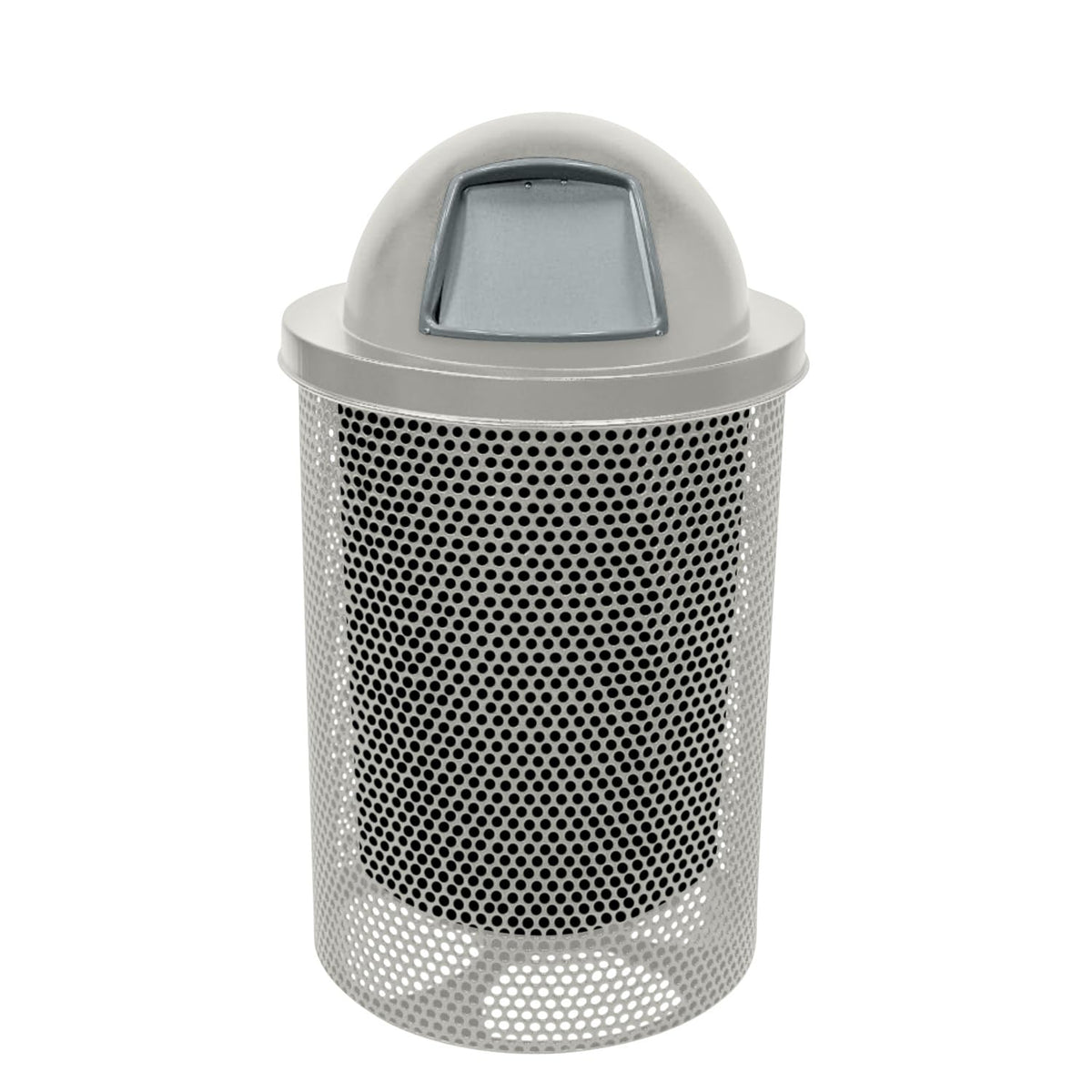 COATEDOUTDOORFURNITURE RDT-P-Gry Heavy Duty Round Trash Receptacle with Dome Top, Liner Included