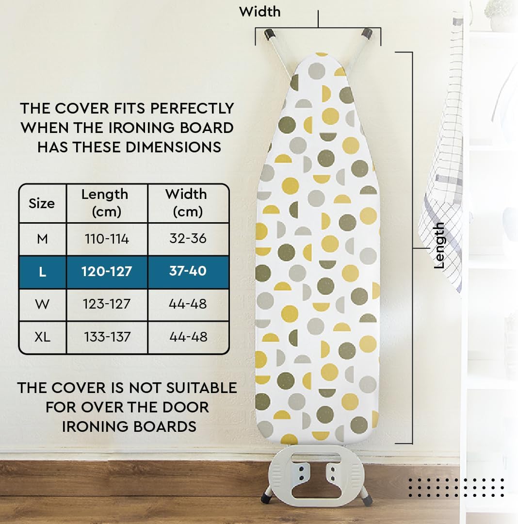 Encasa XO Ironing Board Cover and Pad 54"x15" - Thick 3mm Felt Padding, Drawstring Tightening &