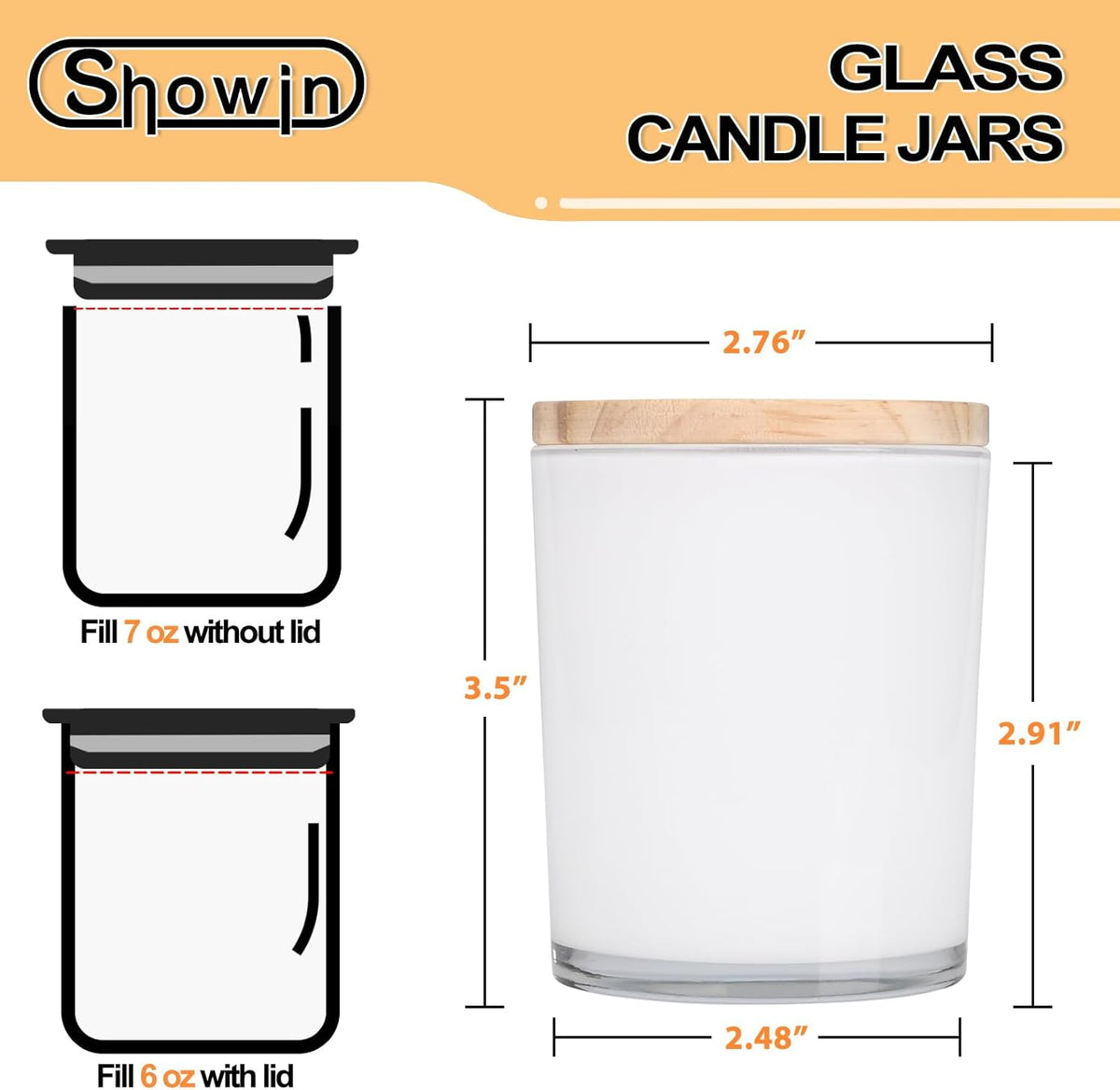 Thick Candle Jars for Making Candles 12 Pcs, 7 OZ Empty Jars with Wood Lids for Candle Making