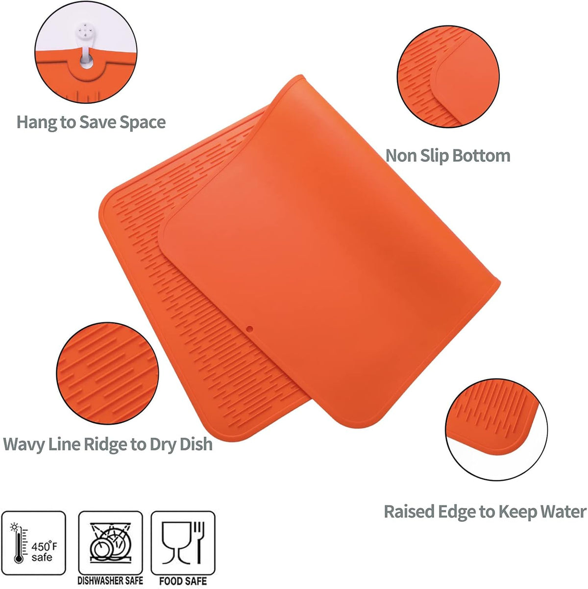 Silicone Dish Drying Mat for Multiple Usage,Easy clean,Eco-friendly,Heat-resistant Silicone Mat for