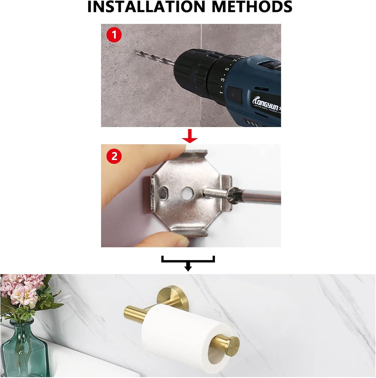 NearMoon Bathroom Toilet Paper Holder, Premium SUS304 Stainless Steel Rustproof Wall Mounted Toilet