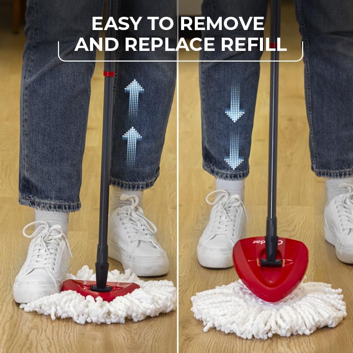 O-Cedar EasyWring Microfiber Spin Mop & Bucket Floor Cleaning System + 2 Extra Refills, Red/Gray