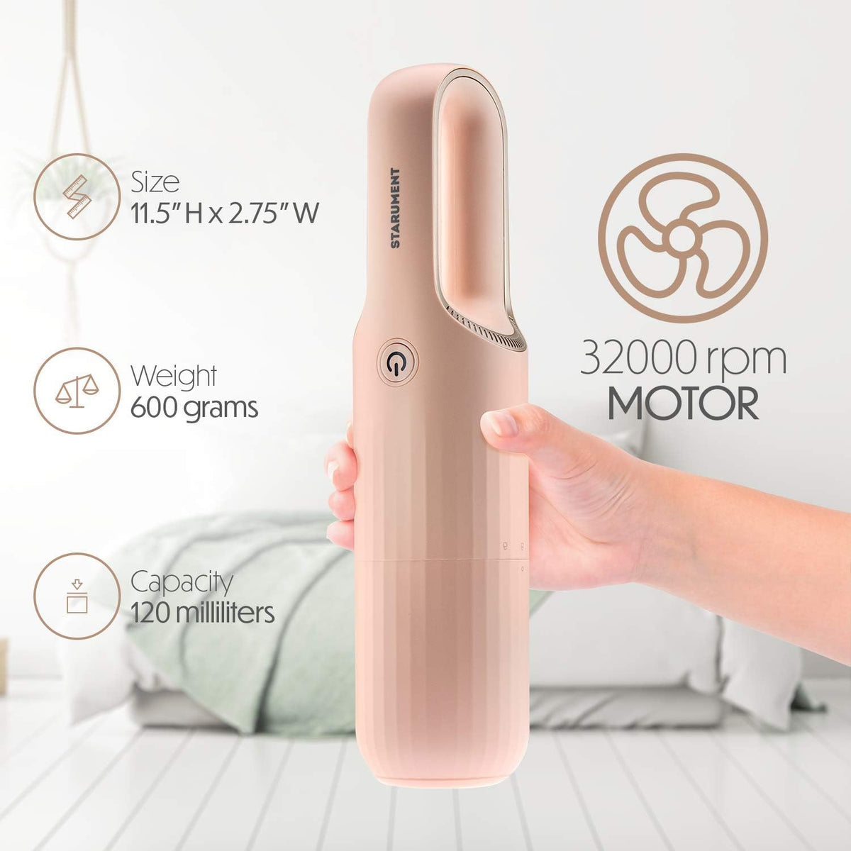 STARUMENT Portable Hand Vacuum Cleaner for Dust Pet Hair Dirt Home Car Interior, Furniture