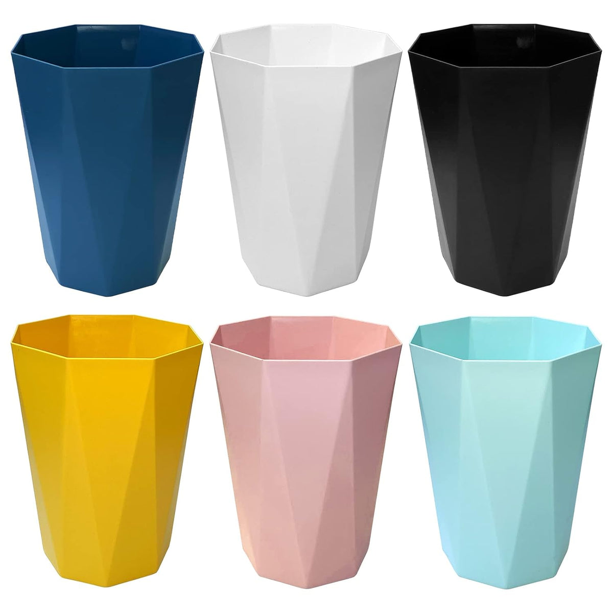 6pcs Trash Can Wastebasket Plastic 2.6 Gallon Garbage Can Container Rubbish Trash Bin Paper Basket