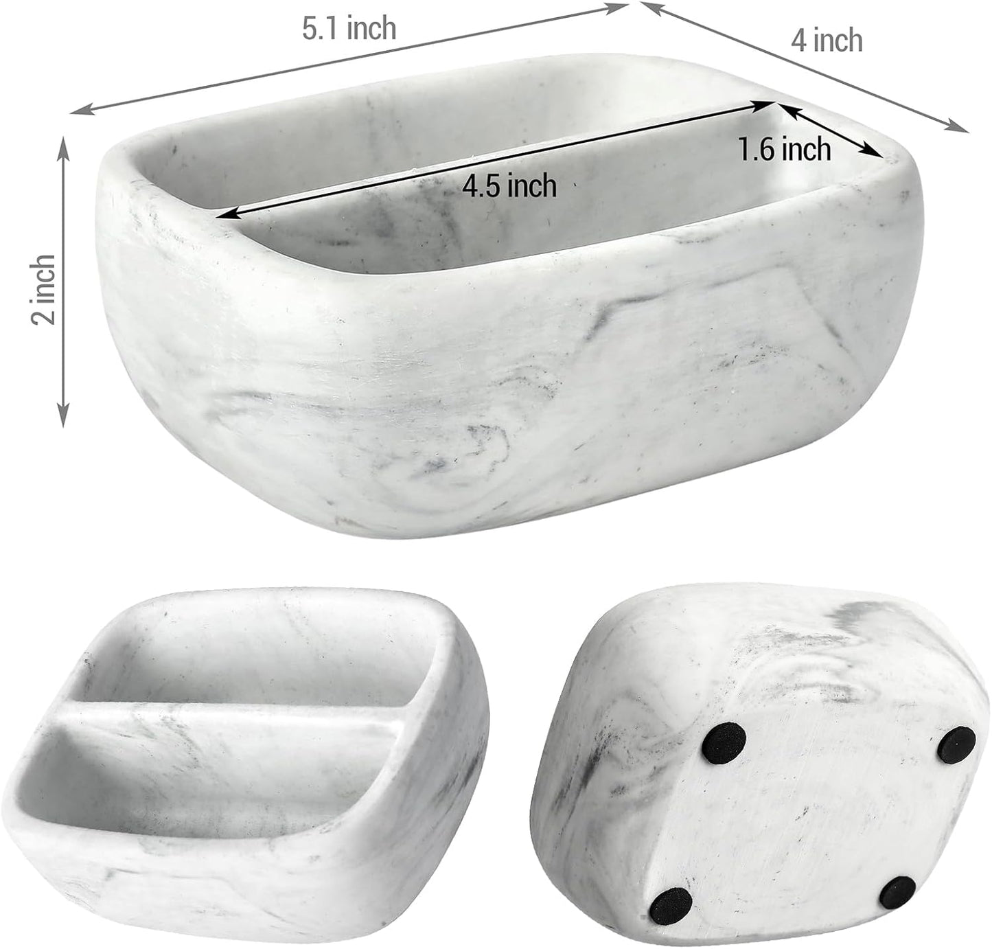 MyGift Modern White Resin Sponge Holder for Kitchen Sink, Countertop Dish Sponge Holder with 2