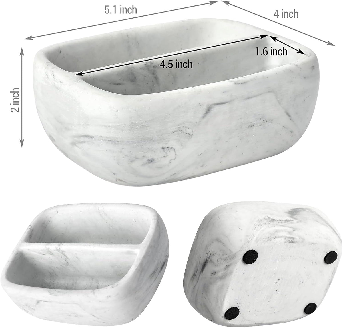 MyGift Modern White Resin Sponge Holder for Kitchen Sink, Countertop Dish Sponge Holder with 2