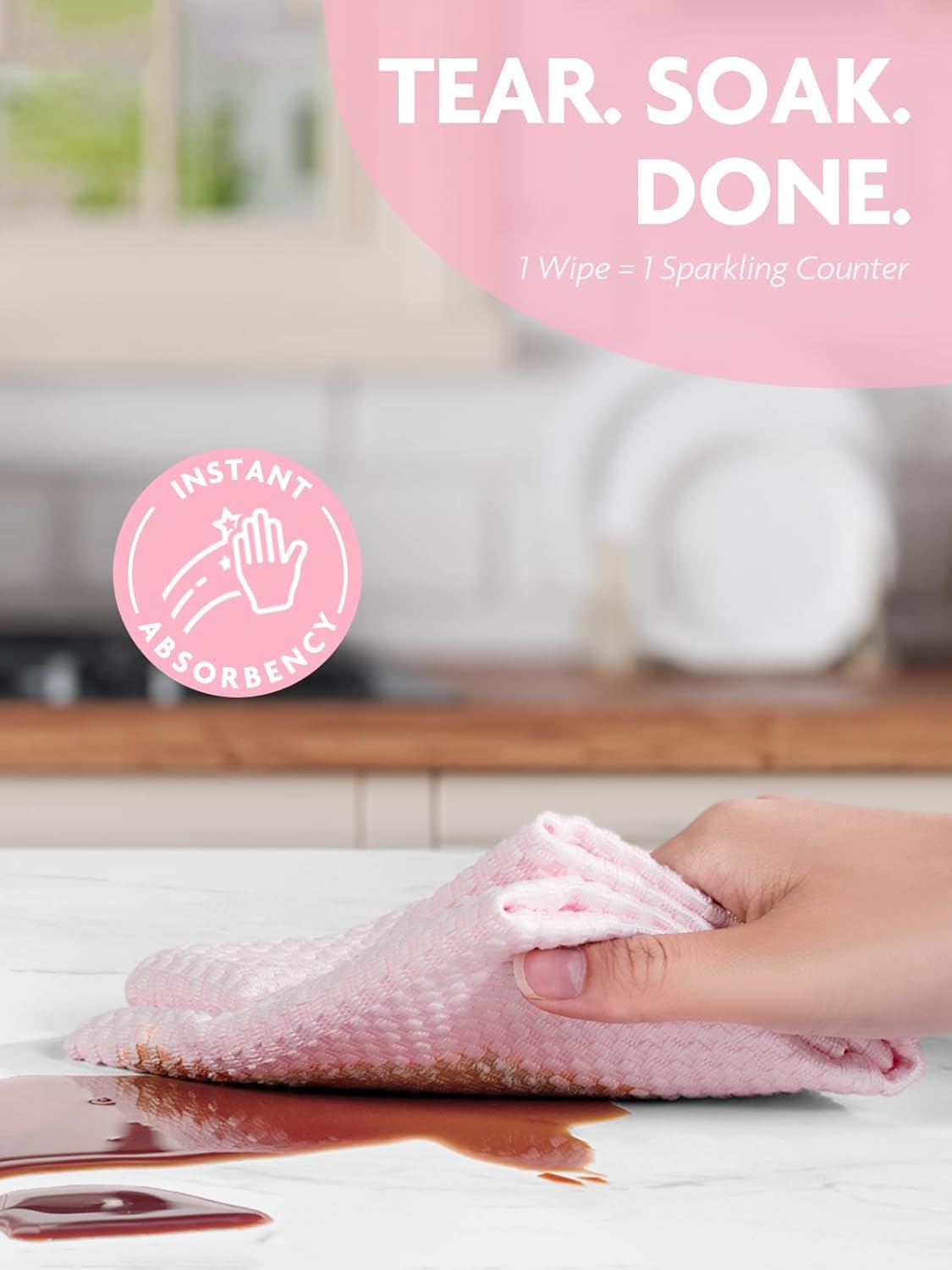 Fantasticlean Large Tear-Away Microfiber Cleaning Cloth Roll - 18'' by 12'', 36 Sheets, Thick Dish
