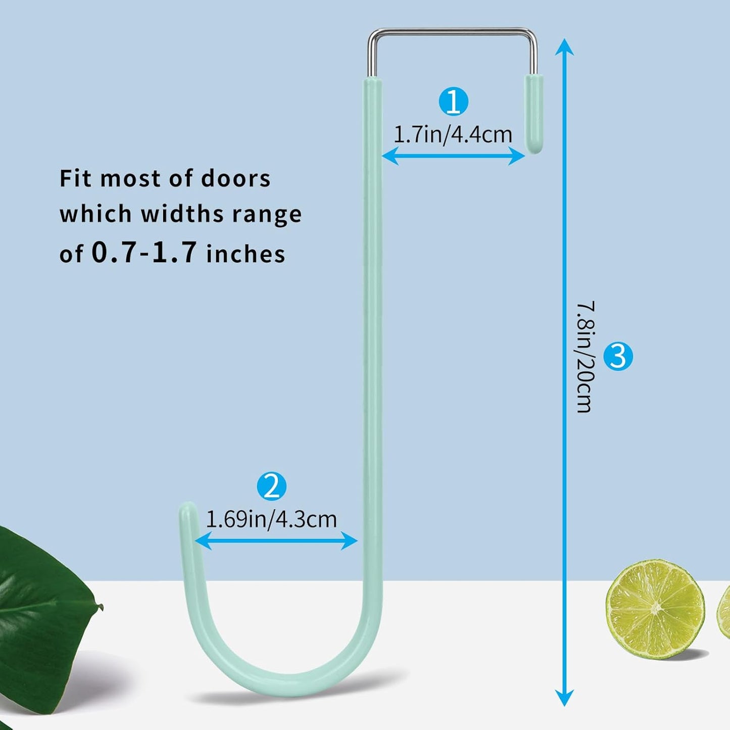 FYY Over The Door Hooks, 4 Pack Upgraded Long Door Hangers Hooks with Rubber Prevent Scratches