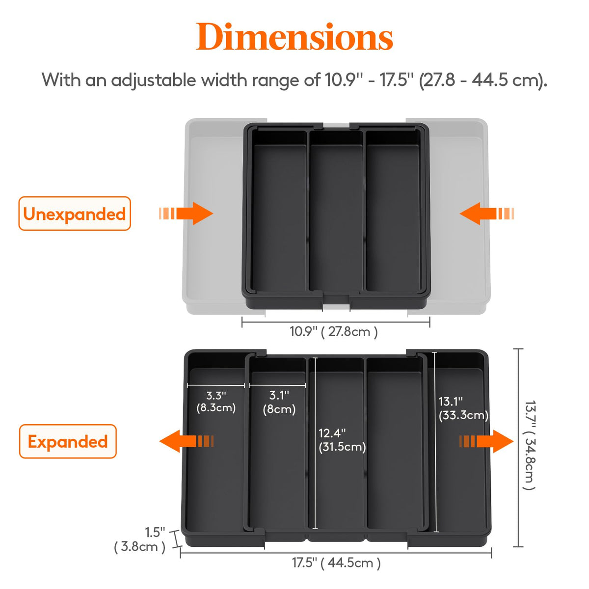 Lifewit Utensil Organizer for Kitchen Drawers, Expandable Cooking Utensil Tray, Adjustable Cutlery