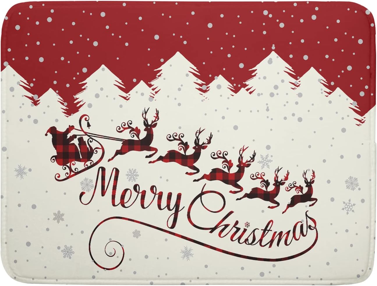 Christmas Moose Dish Drying Mat 18x24 for Winter Santa Claus Kitchen Counter Decor Absorbent