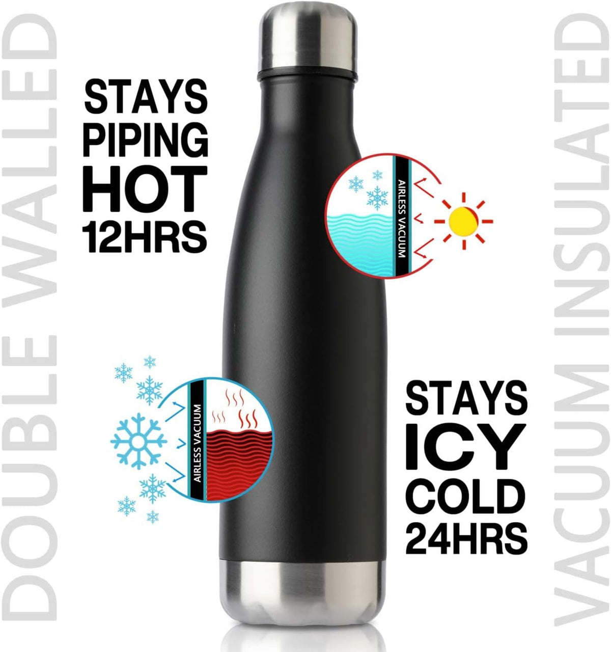 MEWAY 17oz Sport Water Bottle 8 Pack Vacuum Insulated Stainless Steel Leak-Proof Double Wall Cola